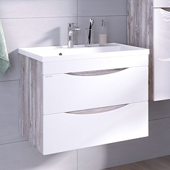 Grossman Мебель для ванной Талис 80 подвесная бетон пайн/белая – фотография-6